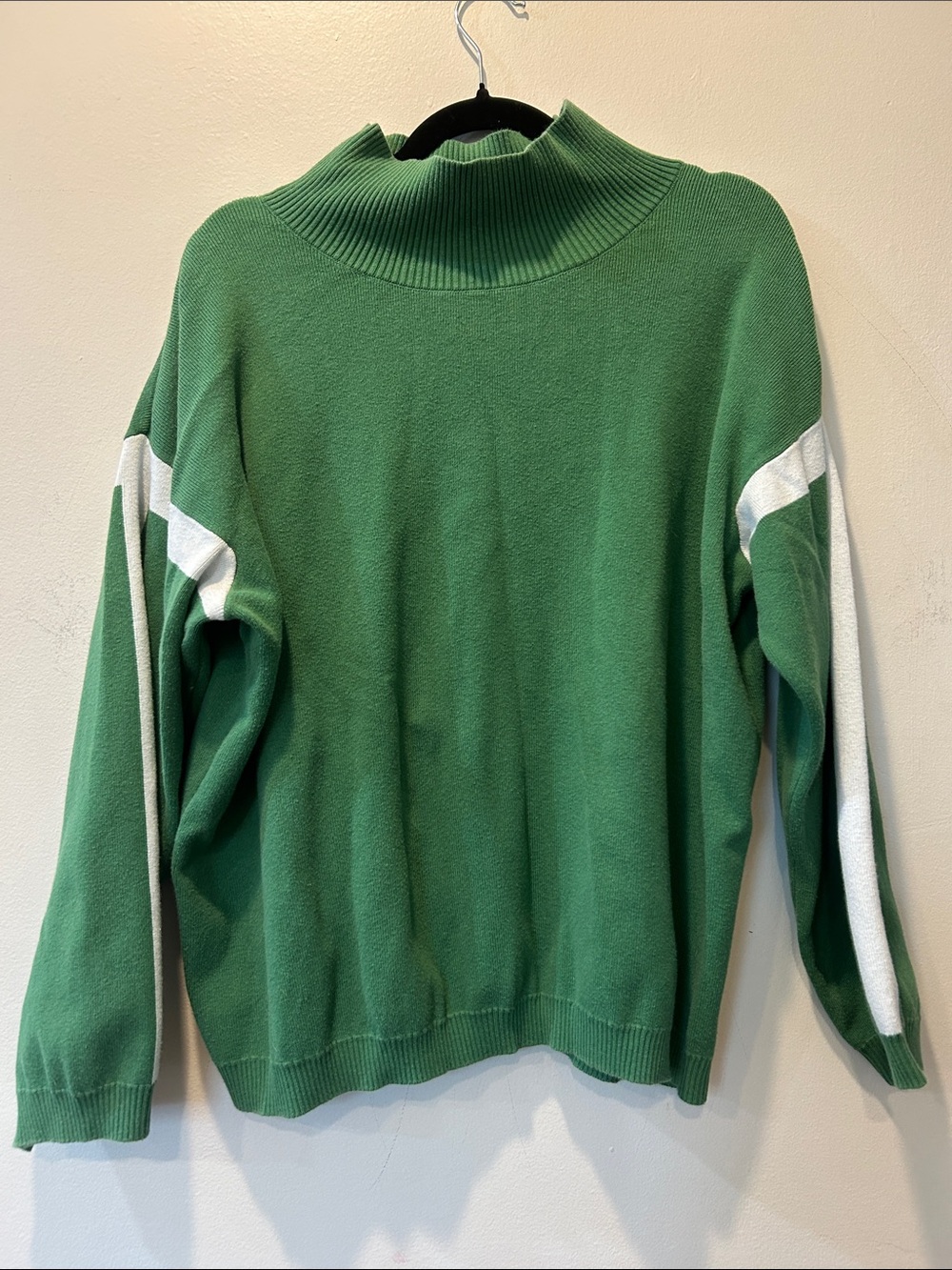 La Ligne - Target Collab - Green Mock Neck Sweatshirt with White Sleeve Stripe